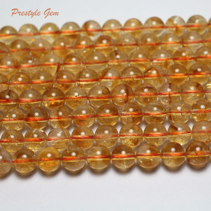 8mm Citrine Yellow Quartz Smooth Round Beads for Jewelry Making DIY