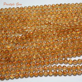 8mm Citrine Yellow Quartz Smooth Round Beads for Jewelry Making DIY