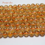 8mm Citrine Yellow Quartz Smooth Round Beads for Jewelry Making DIY