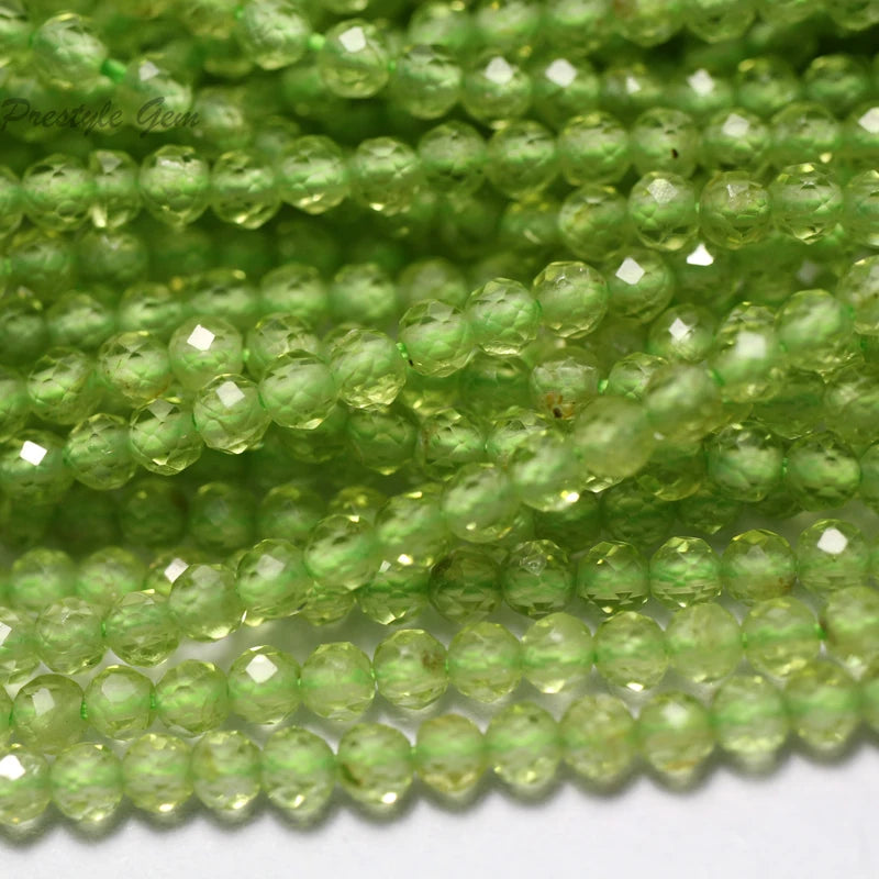 Meihan Natural Faceted Round Peridot Loose Beads for Jewelry Making