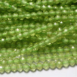 Meihan Natural Faceted Round Peridot Loose Beads for Jewelry Making