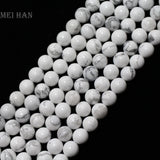 Meihan 6mm 8mm 10mm Howlite Smooth Round Beads for Bracelet Necklace DIY
