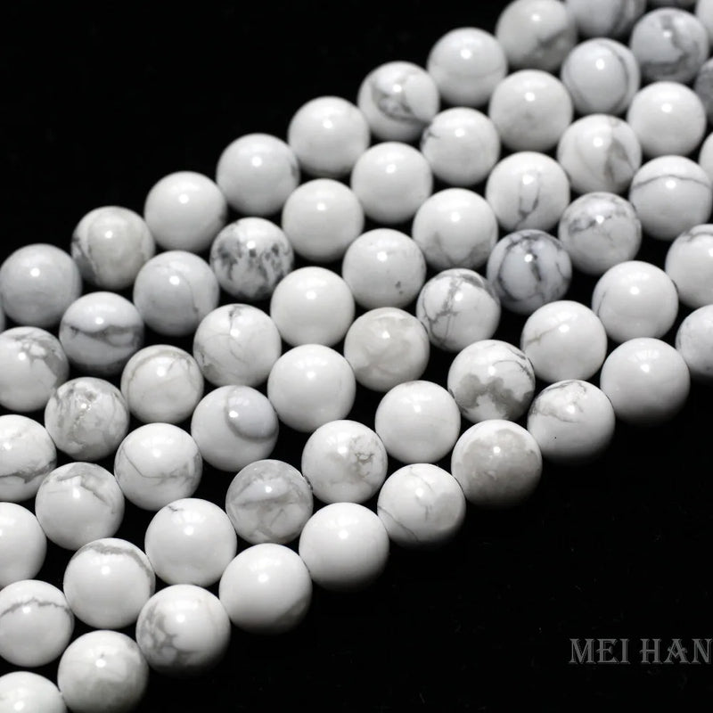 Meihan 6mm 8mm 10mm Howlite Smooth Round Beads for Bracelet Necklace DIY