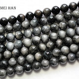 Meihan 7.5-8mm Brazil Grey Cat's Eye Smooth Round Beads