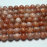 Orange Moonstone Smooth Round Beads 7.5-8mm for Jewelry Making