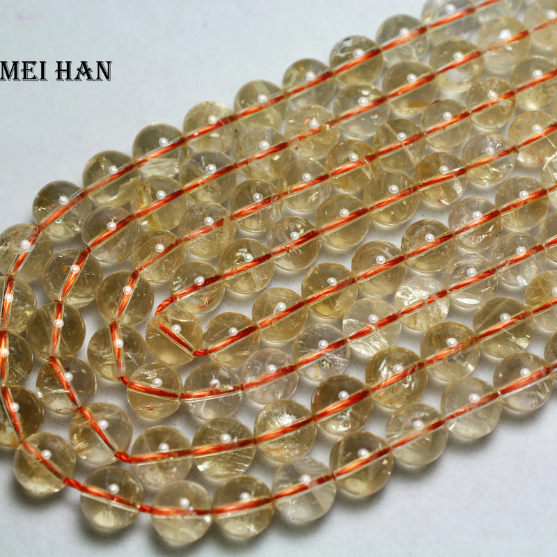 Meihan 7-8mm Citrine Smooth Round Beads for DIY Jewelry