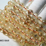 Meihan 7-8mm Citrine Smooth Round Beads for DIY Jewelry