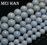 Meihan 8mm 10mm 12mm Peru Angelite Round Charm Stone DIY Bracelet
