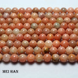 Natural 8mm Peach Calcite Smooth Round Beads for Jewelry Making DIY
