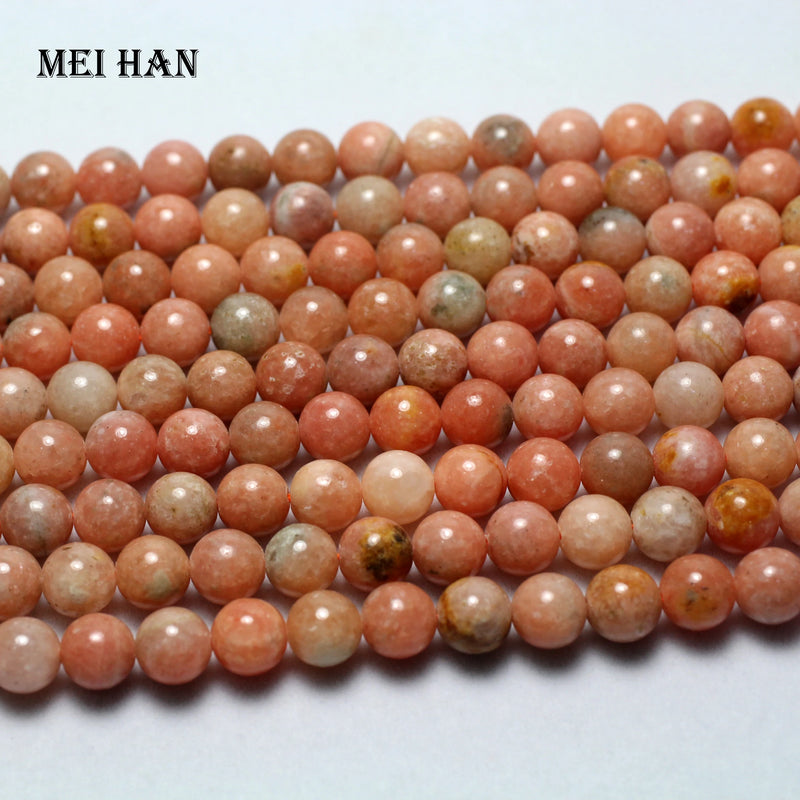 Natural 8mm Peach Calcite Smooth Round Beads for Jewelry Making DIY
