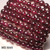 Meihan A++ Purple Garnet Smooth Round Loose Beads for Jewelry Making