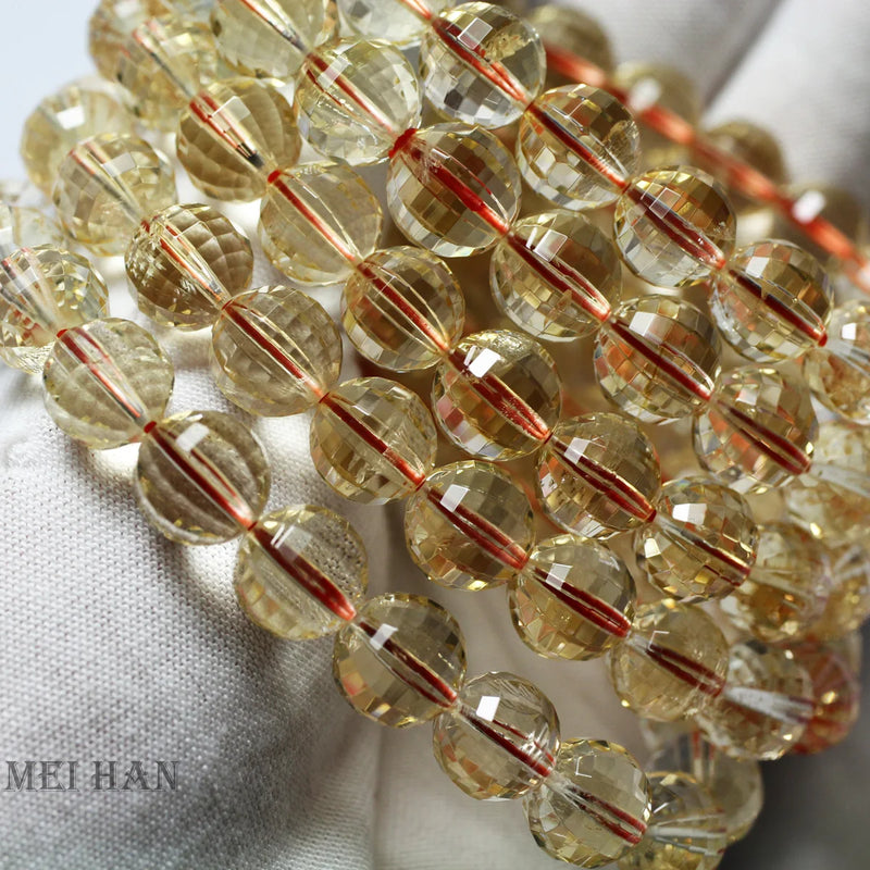 Meihan AA Citrine Faceted Round Loose Beads Bracelet