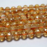 Meihan Citrine Faceted Round Beads Bracelet