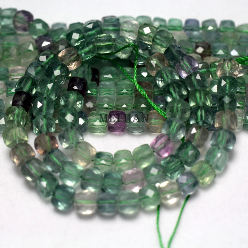 Meihan Colorful Fluorite Cube Beads 6mm Strand for DIY Jewelry Making