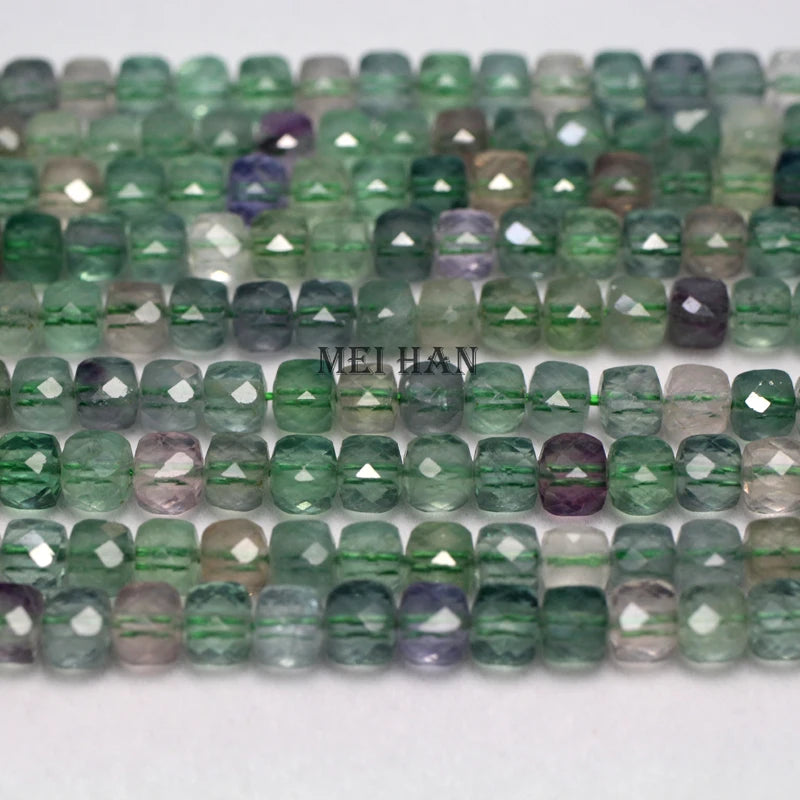 Meihan Colorful Fluorite Cube Beads 6mm Strand for DIY Jewelry Making