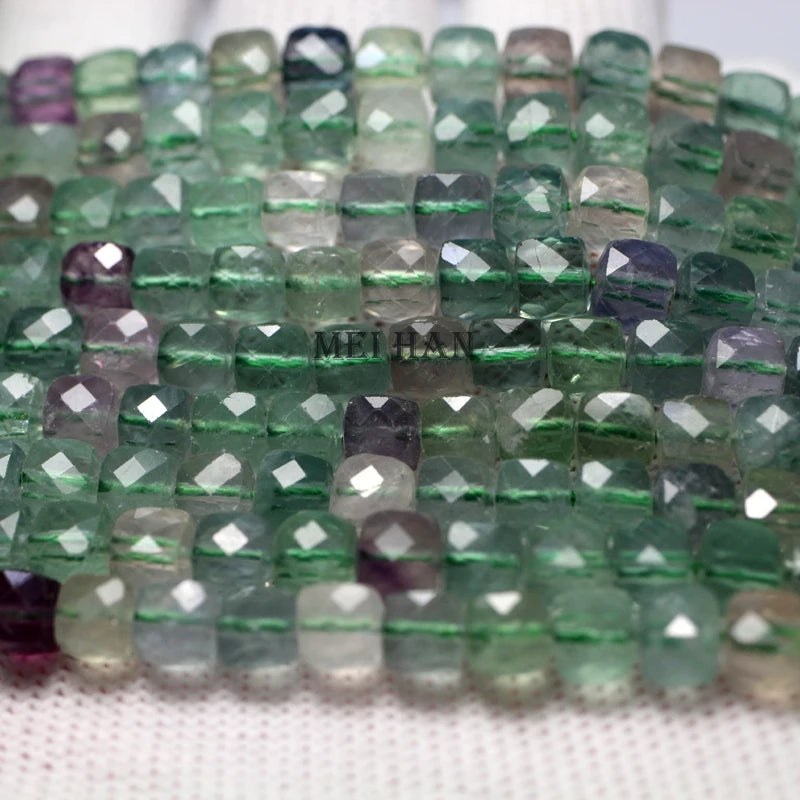 Meihan Colorful Fluorite Cube Beads 6mm Strand for DIY Jewelry Making