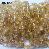 Meihan Rutilated Quartz Smooth Round Loose Beads Stones