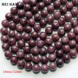 Meihan Lepidolite Smooth Round Beads 8-12mm for Jewelry Making