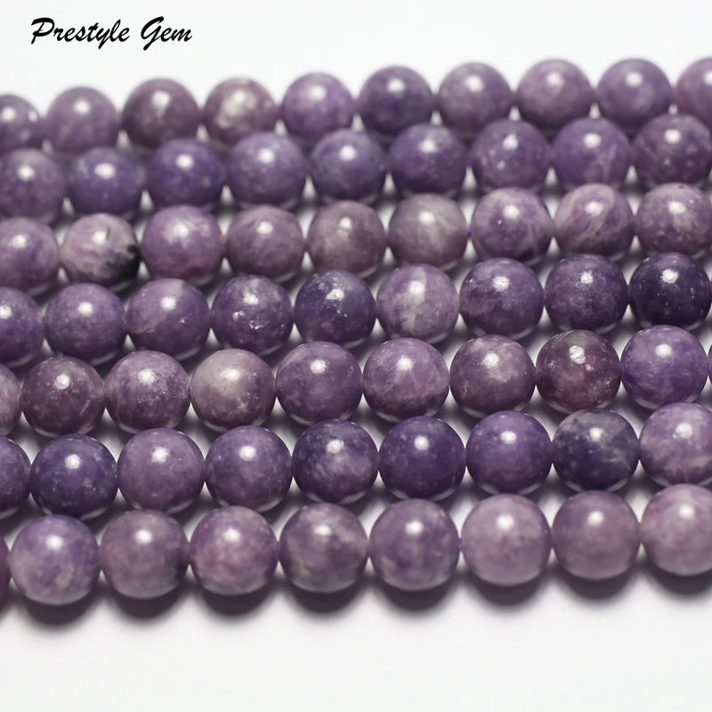 Meihan Lepidolite Smooth Round Beads 8-12mm for Jewelry Making