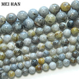 Meihan Bamboo Grey Leaf Agate Round Beads for Jewelry Making