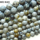 Meihan Bamboo Grey Leaf Agate Round Beads for Jewelry Making