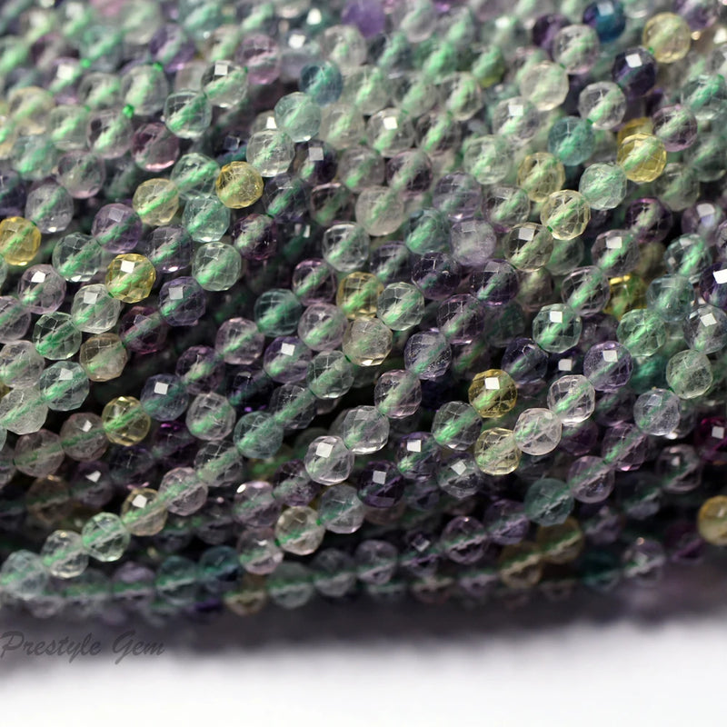 Meihan Fluorite Faceted Round Beads 3.4mm (5 Strands/Set)