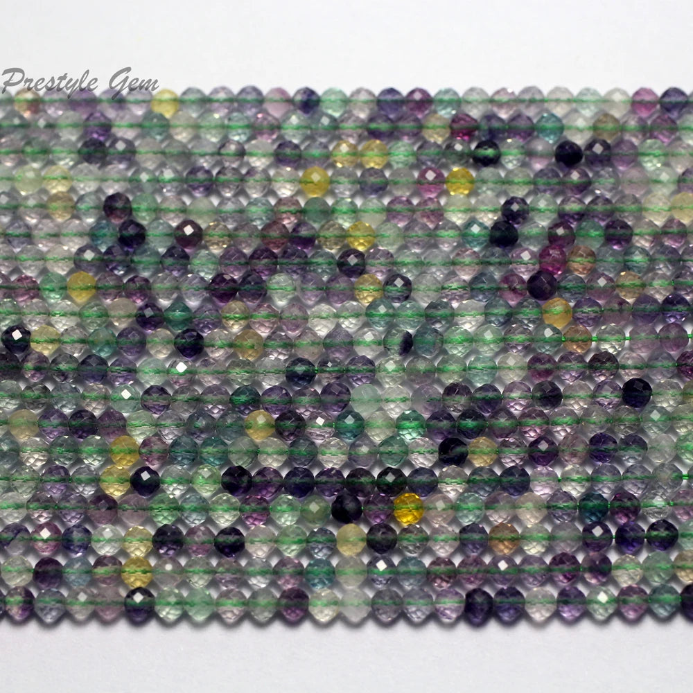 Meihan Fluorite Faceted Round Beads 3.4mm (5strands/set)