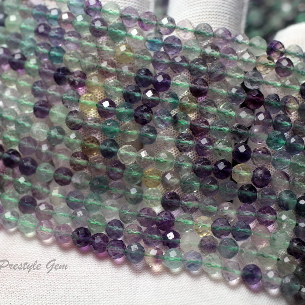 Meihan 4-4.5mm Fluorite Faceted Round Beads (3strands/set)
