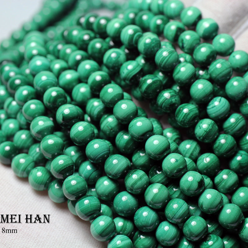 Meihan Natural Malachite Smooth Round Beads for Jewelry Making DIY