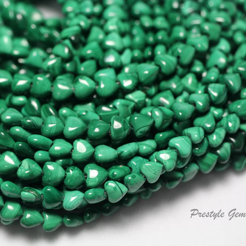 Meihan Malachite Heart Shape Beads Stone 6mm & 8mm for Jewelry Making