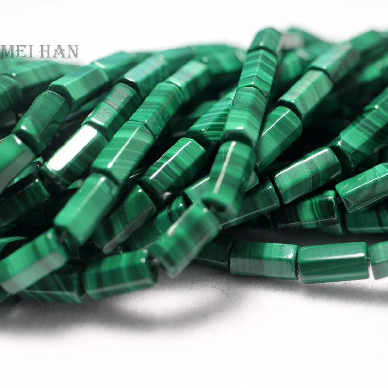 Meihan Natural Malachite Column Loose Beads Stone
