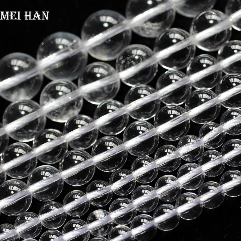 Meihan Crystal Quartz 6mm-12mm Smooth Round Beads for DIY Bracelet