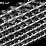 Meihan Crystal Quartz 6mm-12mm Smooth Round Beads for DIY Bracelet
