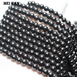 Meihan Natural Shungite Smooth Round Stone Beads 6mm