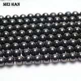 Meihan Natural Shungite Smooth Round Stone Beads 6mm