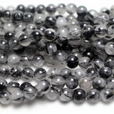 Meihan Natural Rutilated Quartz Smooth Round Beads 8mm for DIY Jewelry