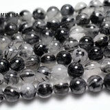 Meihan Natural Rutilated Quartz Smooth Round Beads 8mm for DIY Jewelry