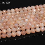 Meihan 6mm Natural Orange Moonstone Smooth Round Beads Set