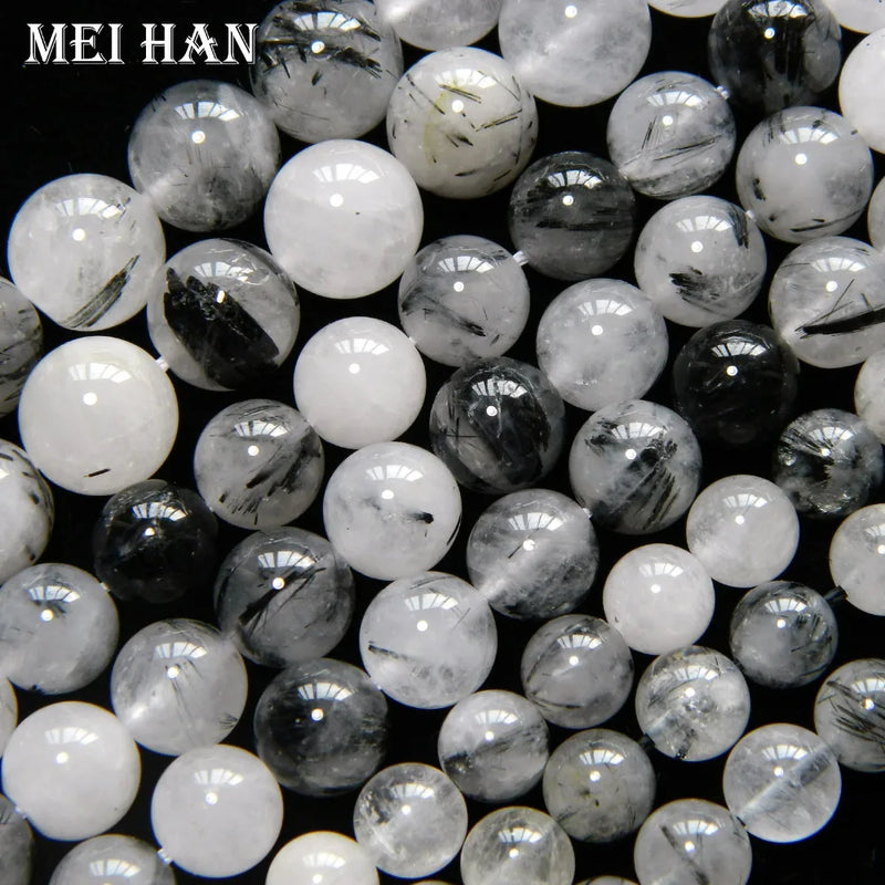 Meihan 6mm 8mm Natural Rutilated Quartz Beads Set for DIY Jewelry Making