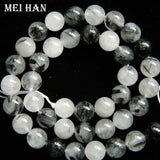 Meihan 6mm 8mm Natural Rutilated Quartz Beads Set for DIY Jewelry Making