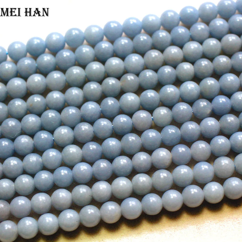Meihan 6mm Peru Angelite Smooth Round Gem Stone Beads (2 Strands/Set)