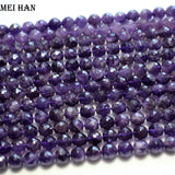 Meihan 8mm Amethyst Quartz Faceted Round Loose Stone Beads Set