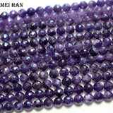 Meihan 8mm Amethyst Quartz Faceted Round Loose Stone Beads Set