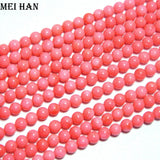 Meihan 5.5-6mm Natural A Pink Coral Round Beads Set