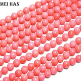Meihan 5.5-6mm Natural A Pink Coral Round Beads Set