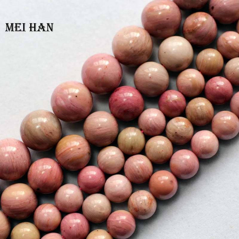 Meihan 6-12mm Pink Rhodonite Stone Beads for Jewelry Making DIY