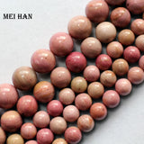 Meihan 6-12mm Pink Rhodonite Stone Beads for Jewelry Making DIY