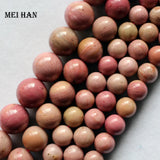 Meihan 6-12mm Pink Rhodonite Stone Beads for Jewelry Making DIY