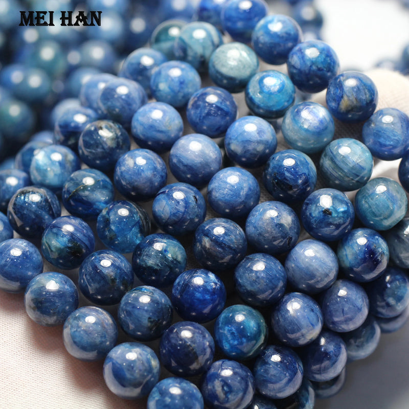 Meihan Kyanite Smooth Round Stone Beads Bracelet DIY Jewelry Making