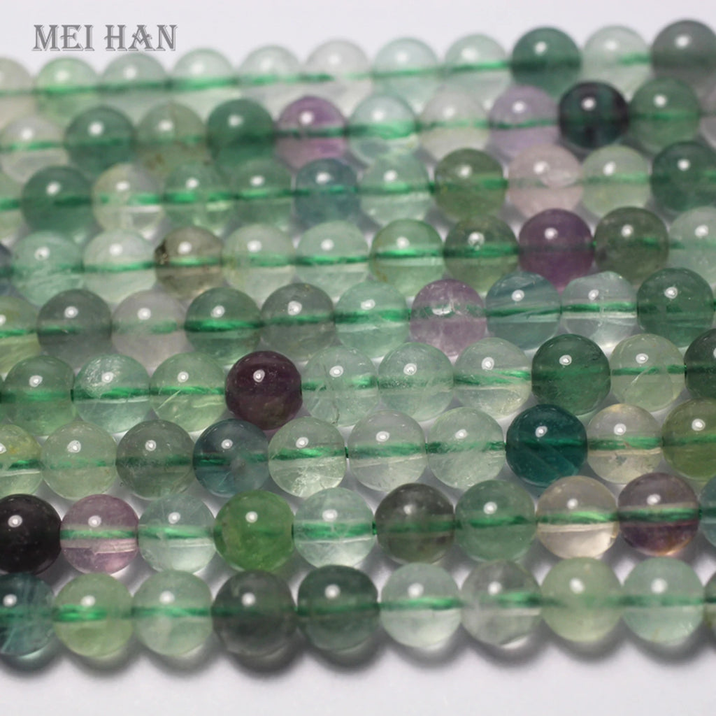 Meihan Colorful Fluorite 6mm Round Beads for Jewelry Making